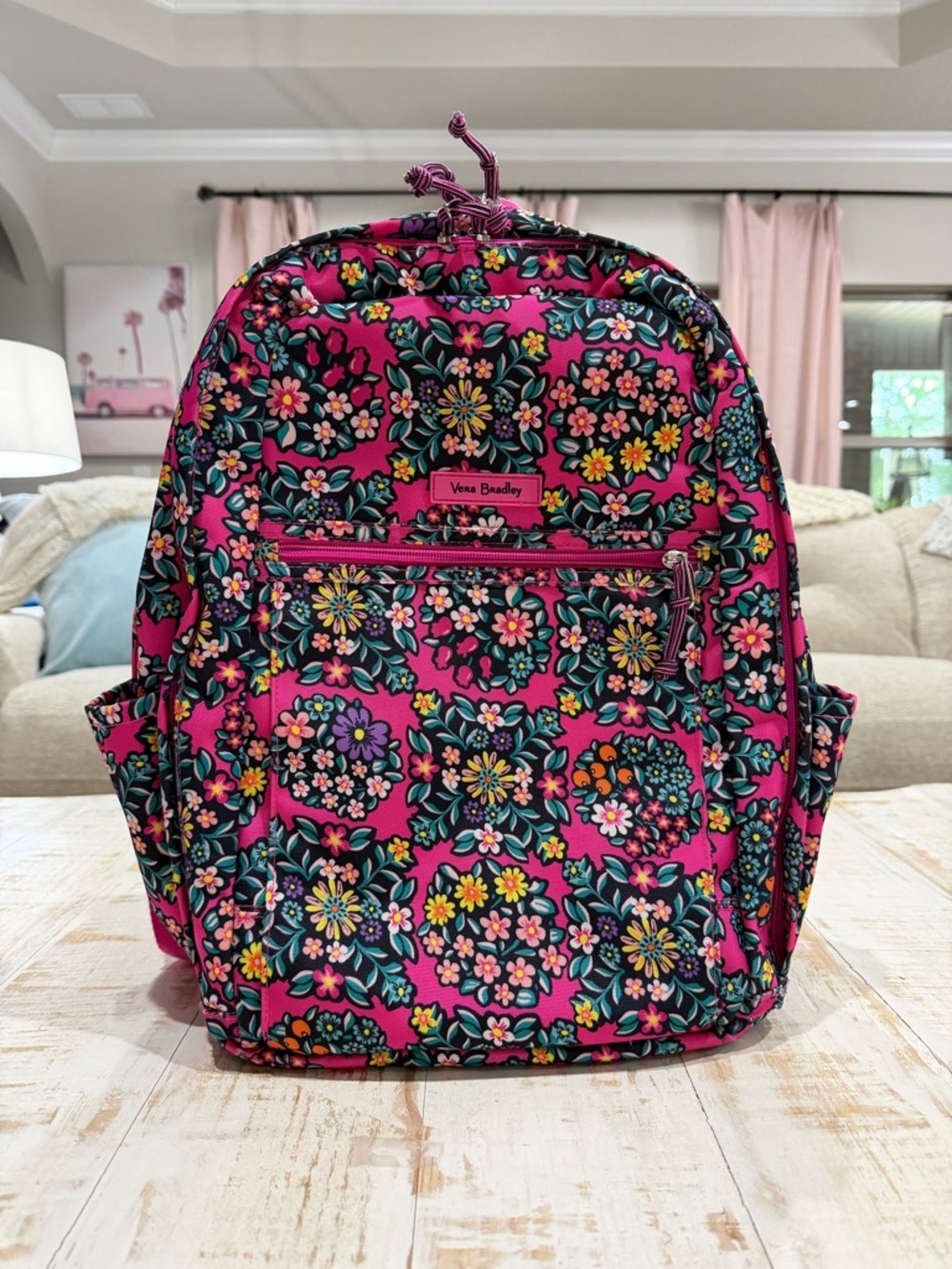 Vera Bradley Lighten Up Grand Backpack in Kaleidoscope Rosettes Hot Pink